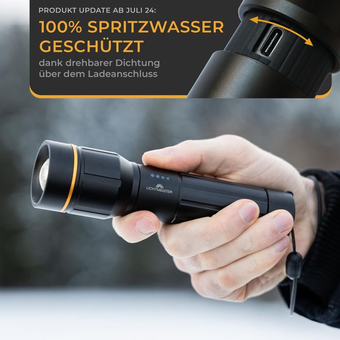 LICHTMEISTER ® LED акумулаторна фенерче 2000 лумена 5000 mAh батерия