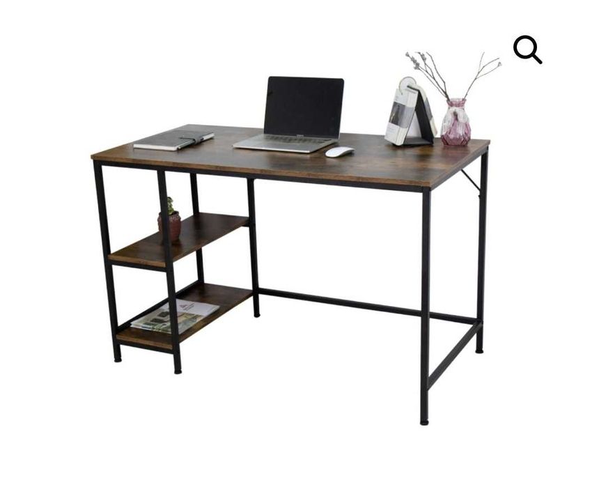 Бюро индустриален дизайн с място за съхранение черна рамка кафяв плот