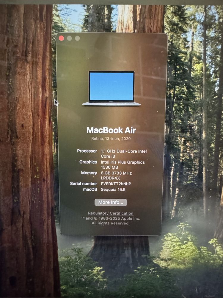 Macbook Air 13’’ 2020 Retina | Intel i3 | 8GB RAM | 256 SSD