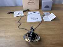 Colier Vivienne Westwood ”world’s end orb”, bilă negru + argintiu mare