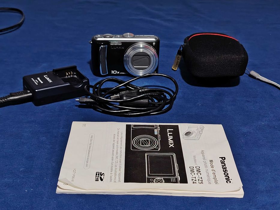 PANASONIC DMC-TZ5 cameră foto digitala, cu husă, cablu USB, manual