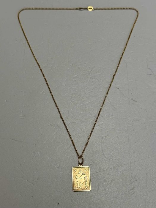 LANT + PANDANTIV AUR 14K - Placuta Zodia Varsator - 4.2g - 385lei/gr.