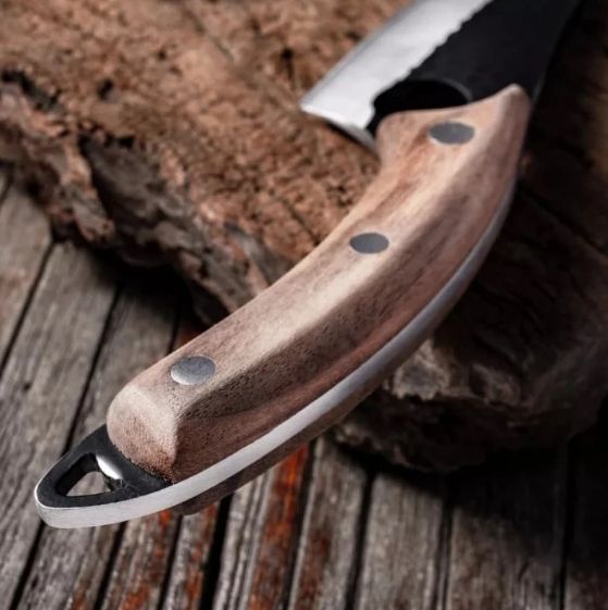 Cutit macelarie IdeallStore®, lucrat manual, 27 cm, teaca piele