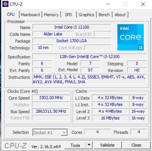 Intel I5 Core i3 12100