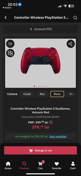 Controller wireless PlayStation 5/ PS5 roșu dualsense, ca nou