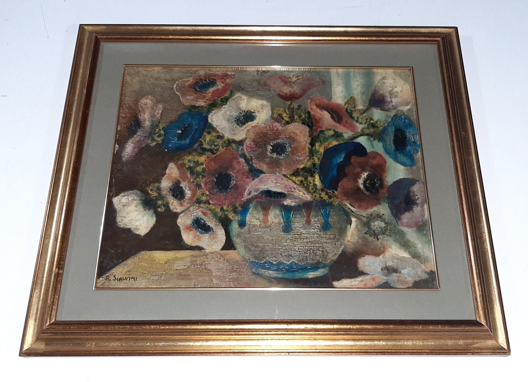 Tablou, pictură ulei/masonit, Vas cu flori, Roberto Scalvini