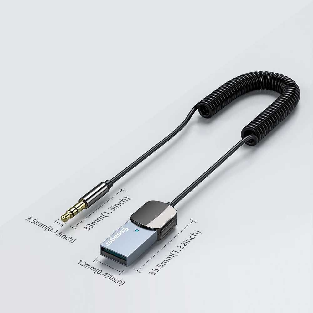 Безжичен Bluetooth 5.0 за кола AUX IN блутут адаптер HIFI + Микрофон