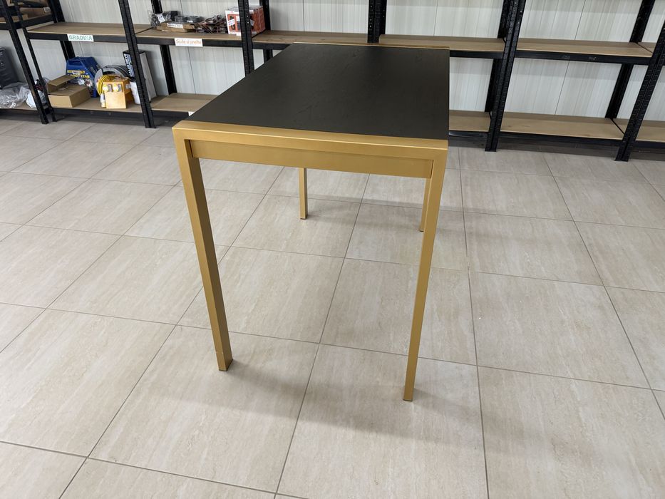 Masa de bar cadru metalic - inox  Aurie cu blat negru Lumisorce
