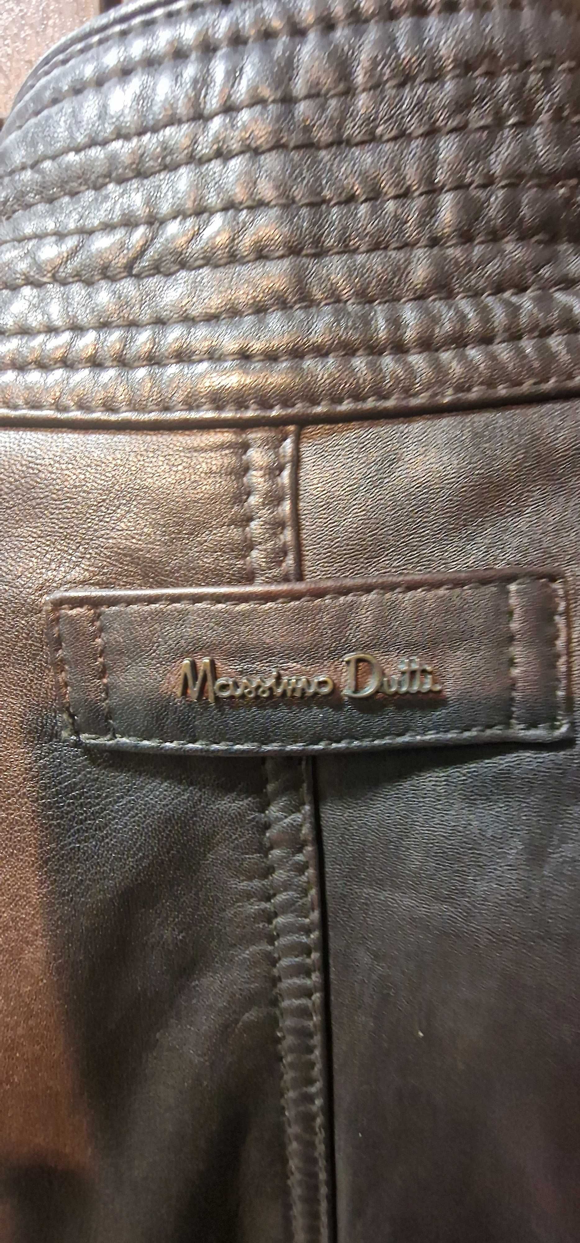 Продавам мъжко кожено палто Massimo Dutti от естествен телешки бокс