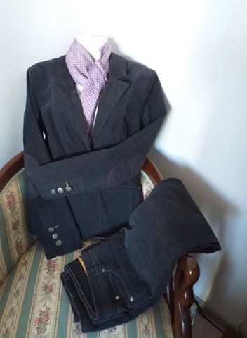 Costum dama/sacou-pantalon, semnat Christian Berg si costum raiat fin