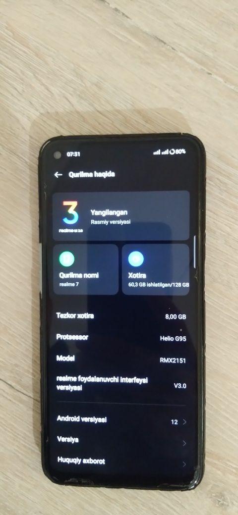 Nomi:Realmi 7 128/8