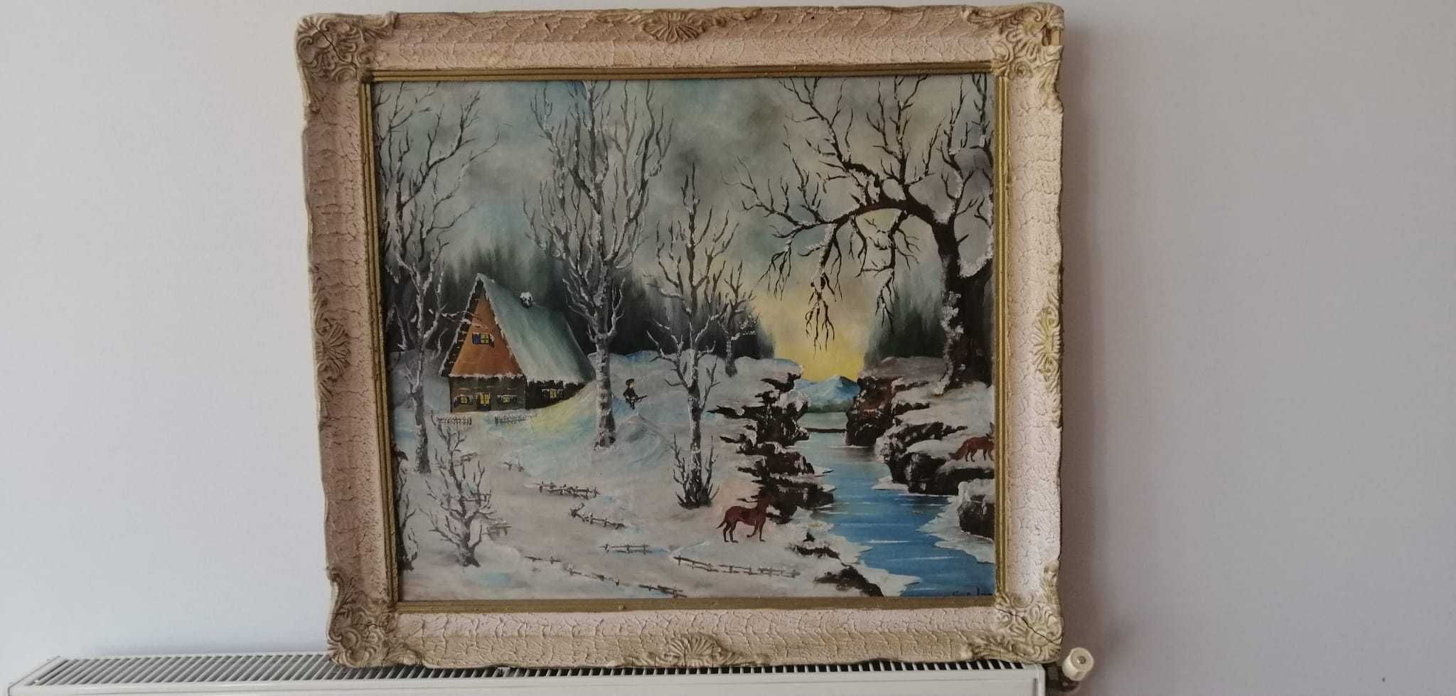 Tablou de colectie "Peisaj de iarna", original, pictor Ion Gâță