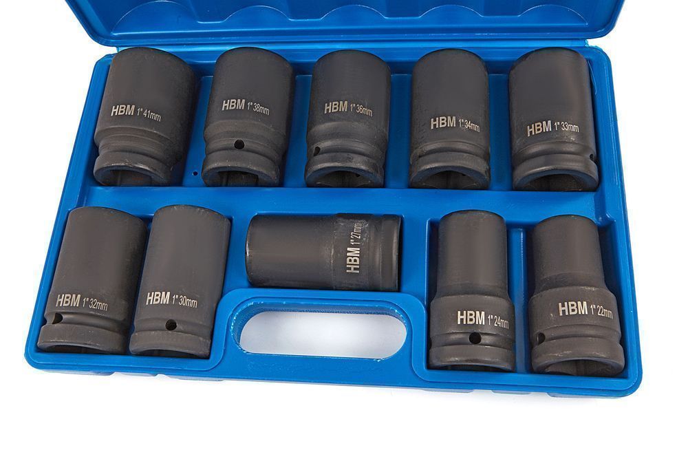 Trusa chei tubulare de impact lungi 1'' 22-41 mm 10 piese
