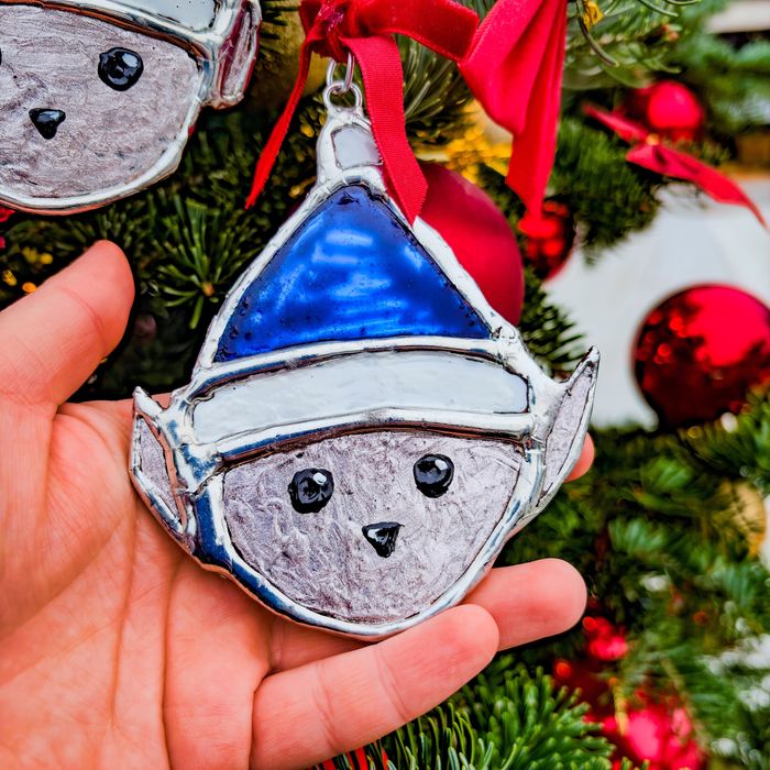 Ръчно изработени от стъкло и калай , коледни играчки за елха