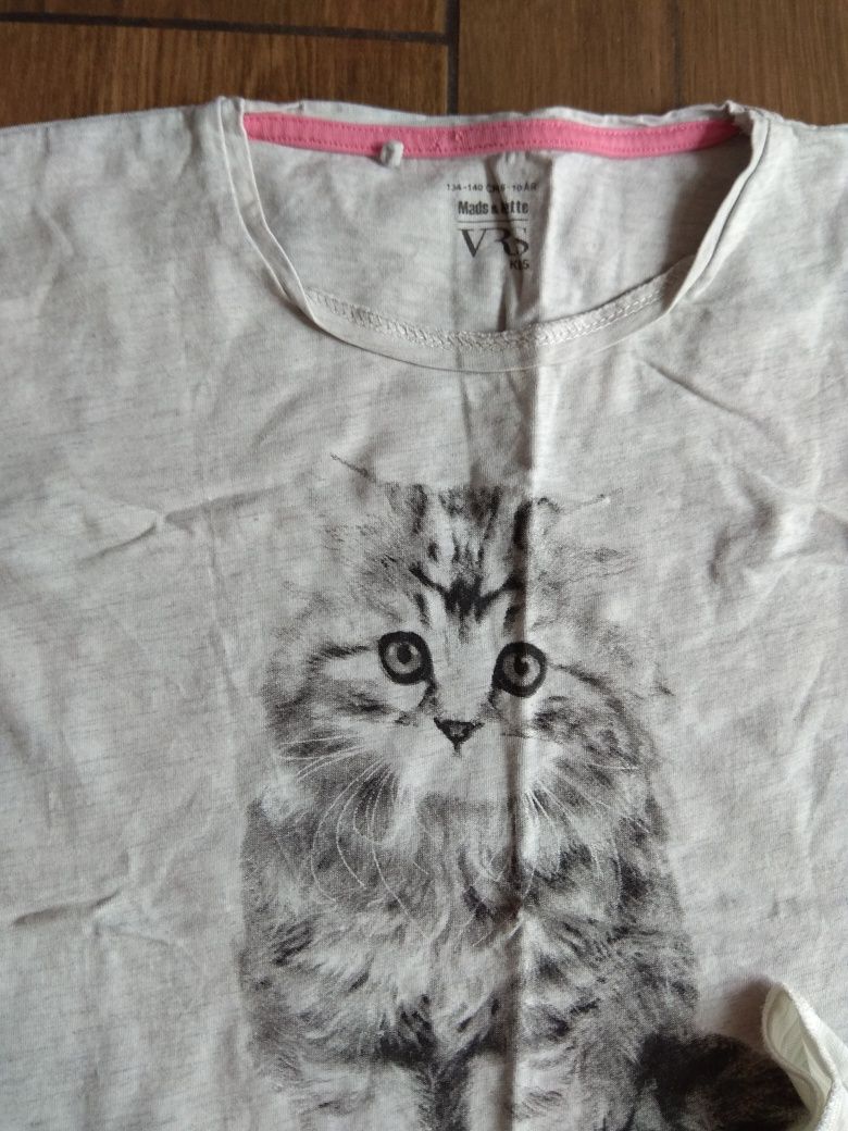 Next Set tricou 8-9-10 ani 134 140 cm paiete pisica