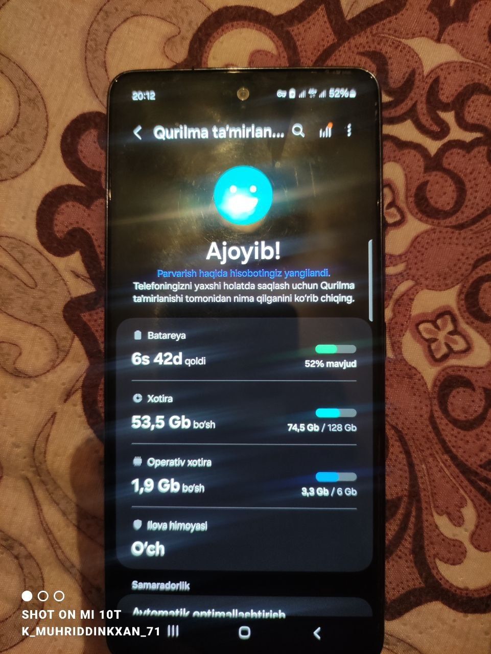 Samsung A 53 5G kafolati bilan