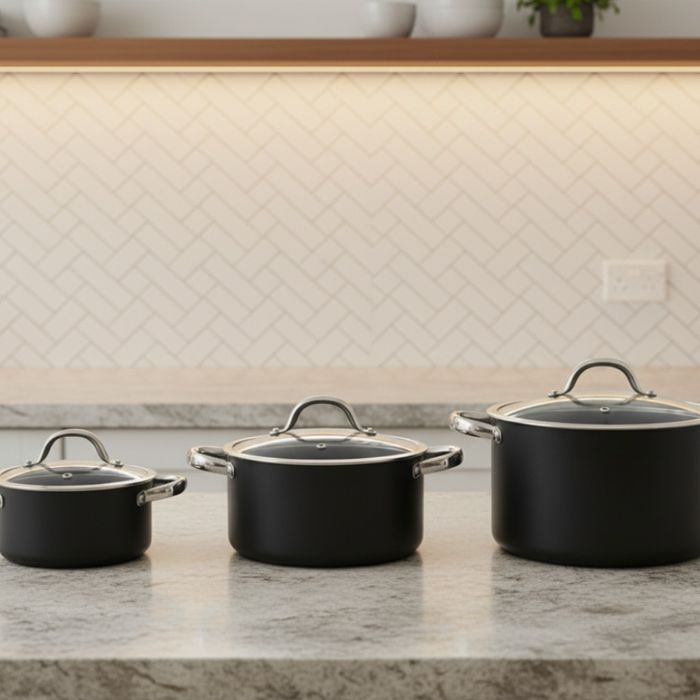 Алуминиева тенджера с мраморно покритие и капак – здравословно готвене