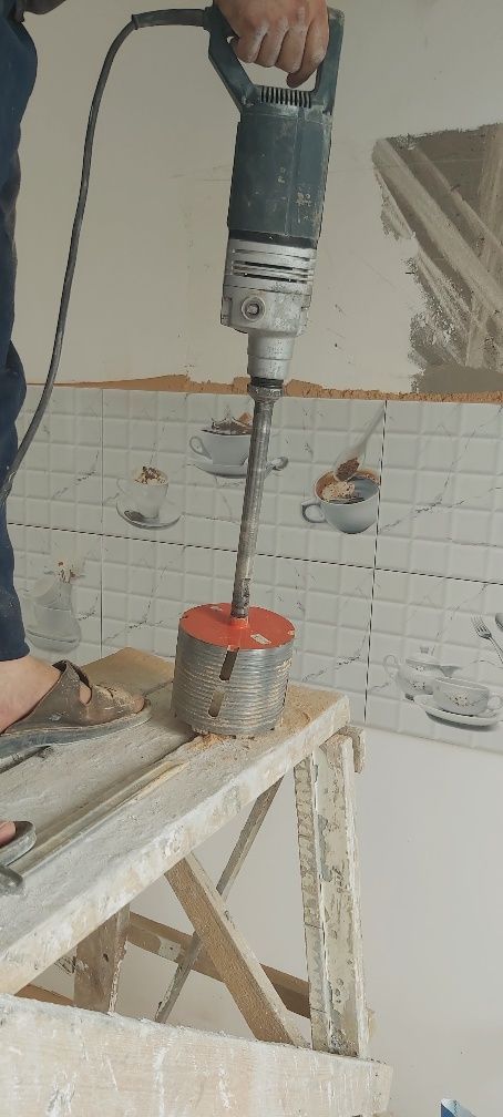 Перфоратор сухой момокрый алмазное коронкада 160мм гиштли деворларга
