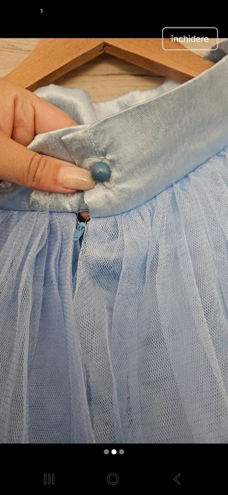 Fusta cu Tull albastru deschis