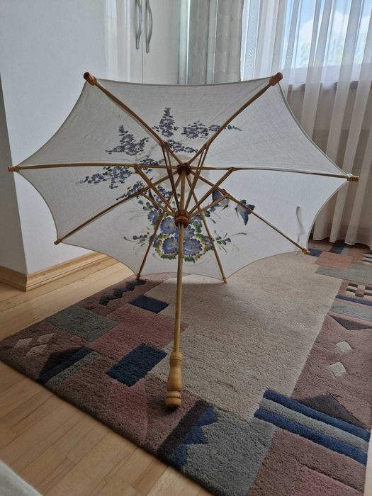 Umbrela decorativa/creativa, din lemn, canvas, traditionala din Asia,