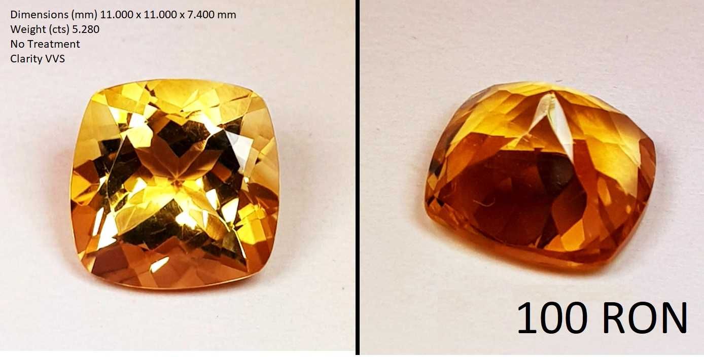 Citrina naturala 5 - 8 ct Origine : Madeira   aur argint diamant 18k