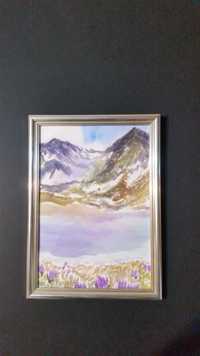 Швейцарските алпи. Рисувано е през пролетта с акварелни бои.