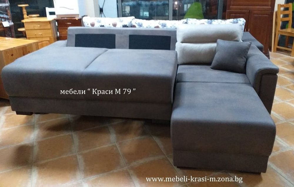 Ъглов диван Гала с подлакътници, ракла за багаж, функция сън.