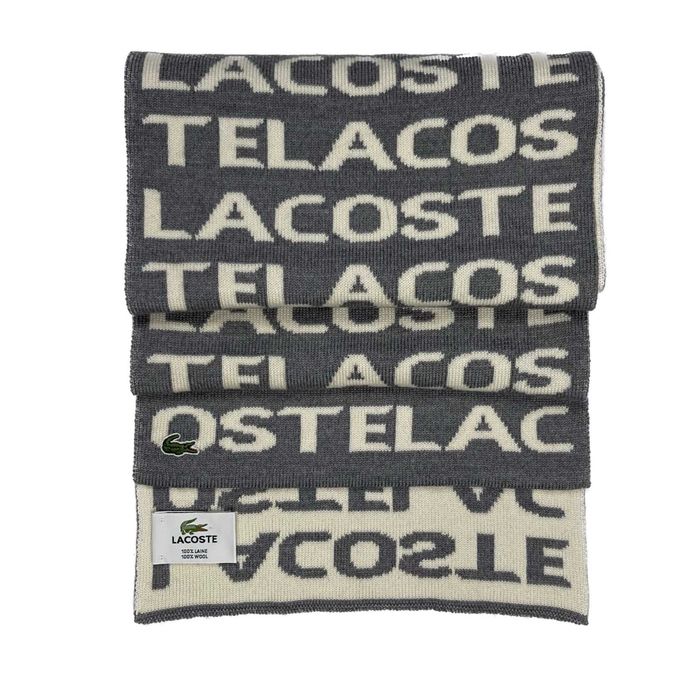 Унисекс шал Lacoste Wool Text Logo Grey Scarf