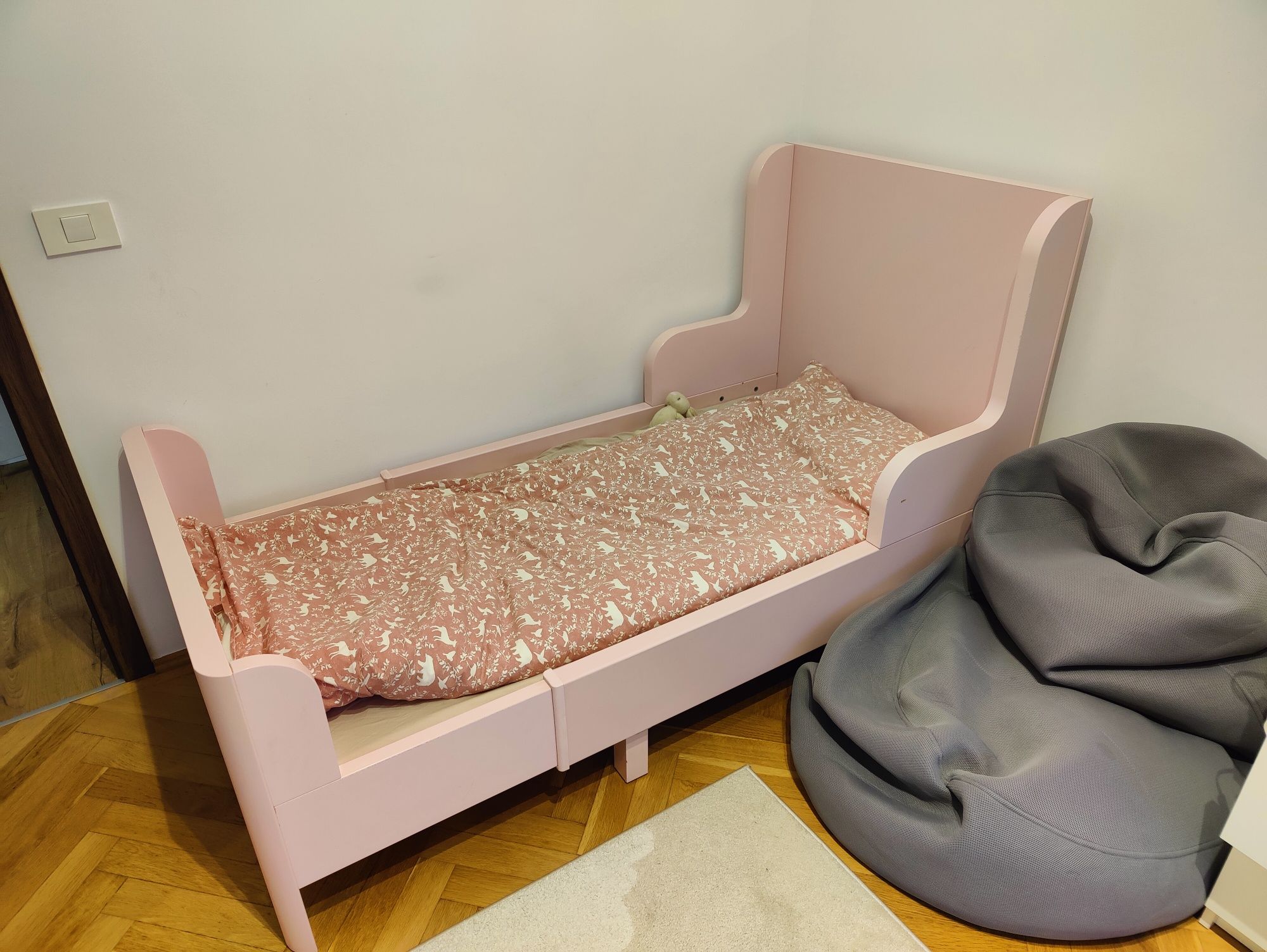 Pat copii extensibil Ikea Busunge Roz deschis - pentru prințese