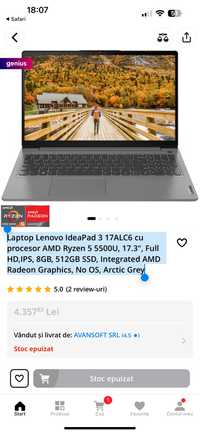 Laptop Lenovo IdeaPad 17 inch. Model 2023