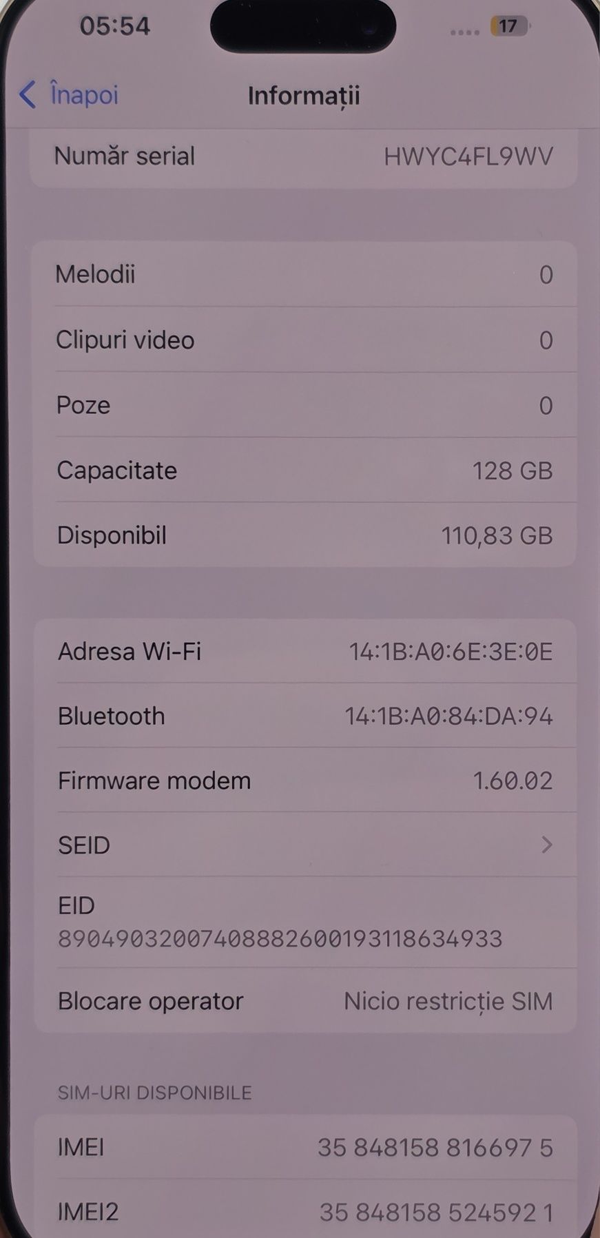 Iphone 16 pro, 128gb, desert Titanium, liber de retea, IREPROSABIL