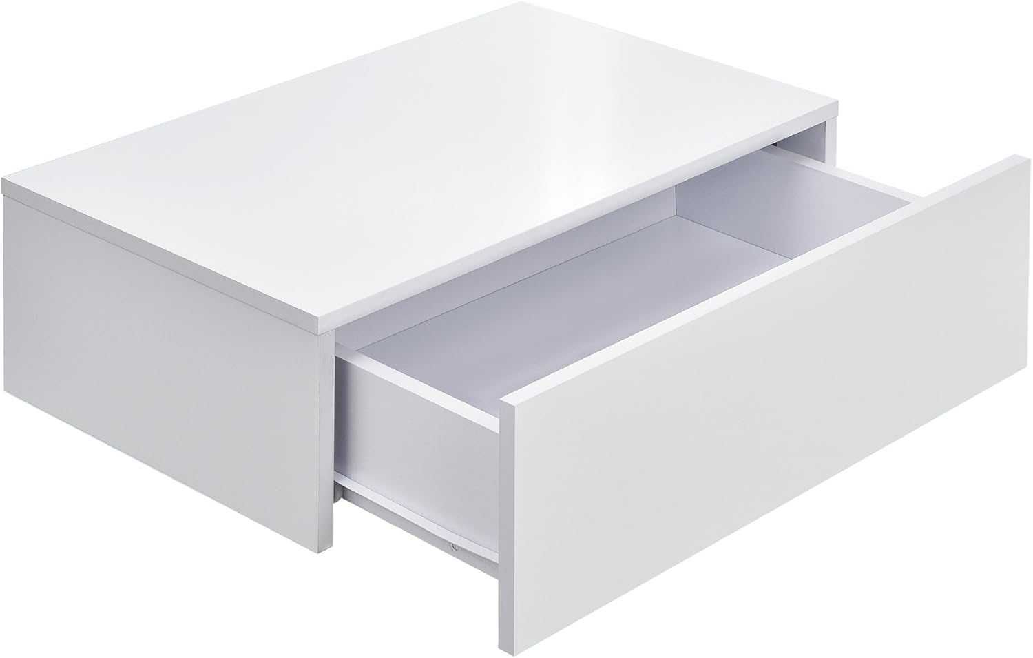 Стенен рафт с чекмедже Нощен скрин Висящ рафт 46x30x15 см Бял 219