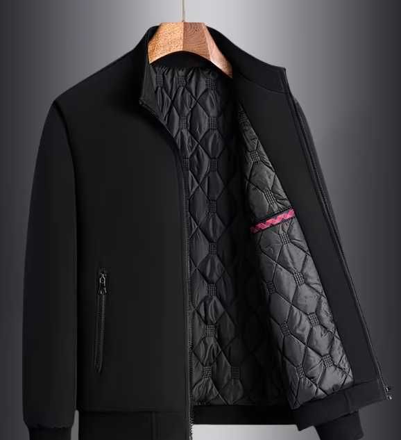 Мъжко ново черно яке с ватирана подплата