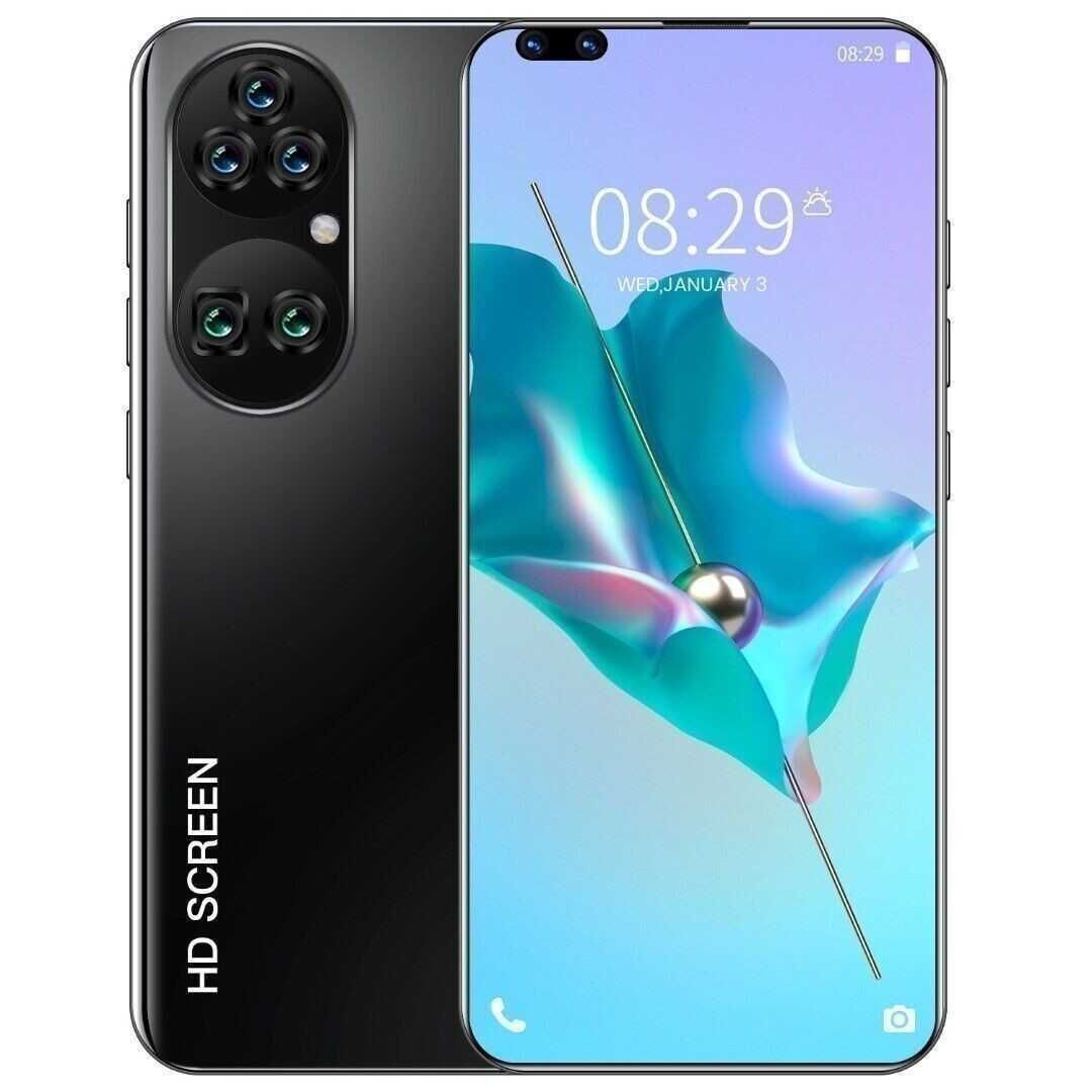 Смартфон P60Pro, 7.8", 48MP, 5600 mAh, 256GB, 8GB RAM, Черен