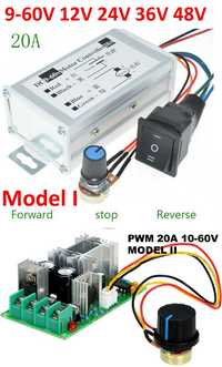 PWM 20A 1200W 12V 24V 36V 48V- control regulat. Regulator turatie. Nou