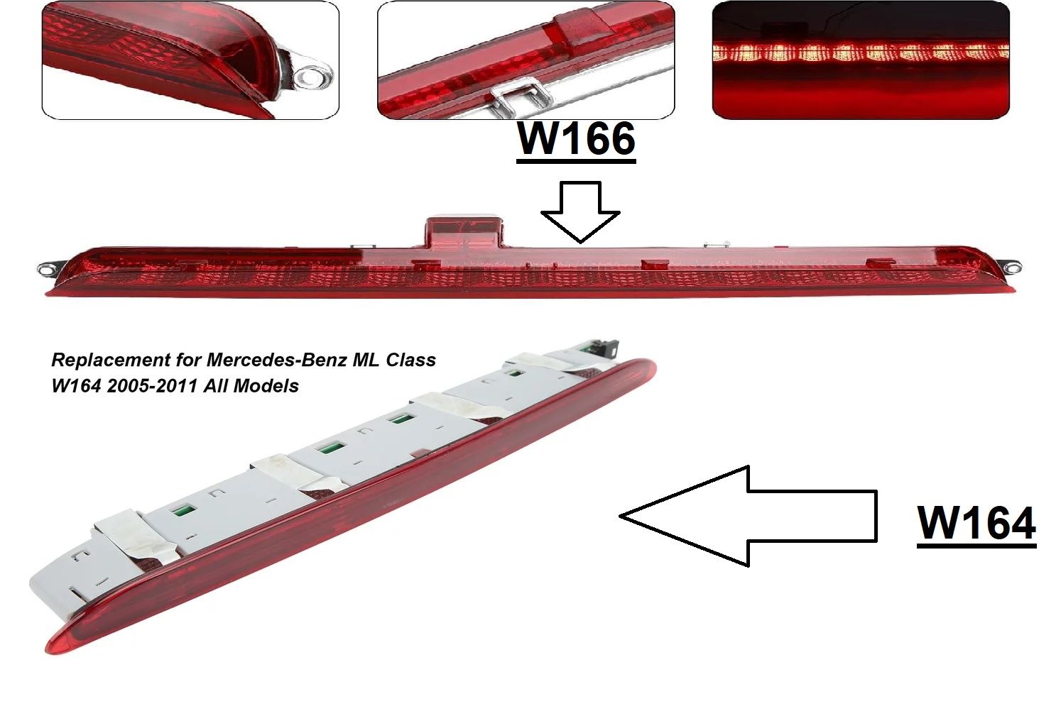 Трети Стоп за Mercedes Мерцедес МЛ  W166 ML GL GLE X166  ML-клас W164