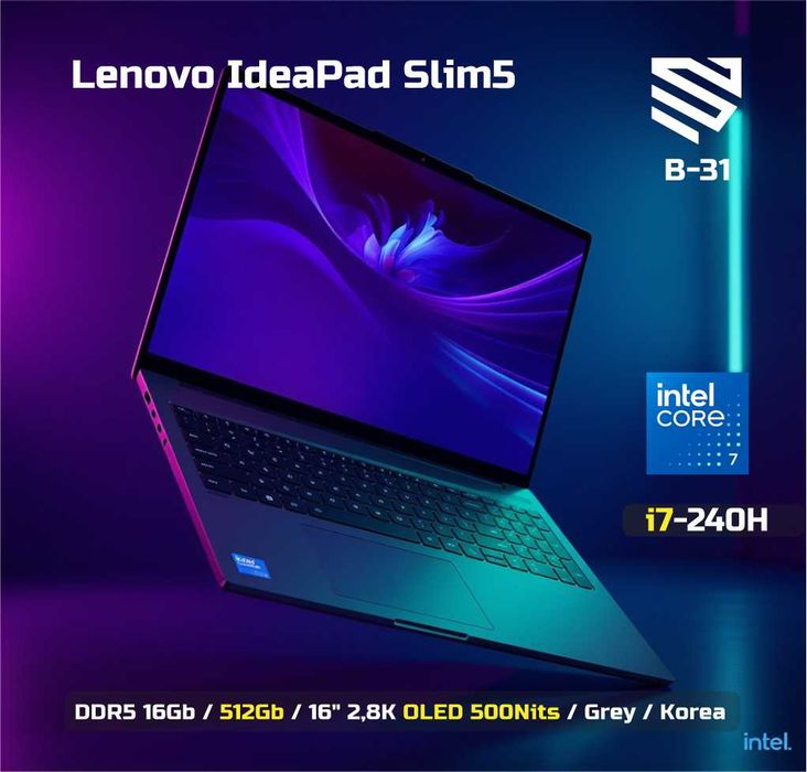 Lenovo IdeaPad Slim5 / i7-240H / 16Gb D5 / 512Gb/16" 2,8K OLED 500Nits
