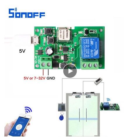 Sonoff WiFi реле/превключвател за DC 0-32v 10А, AC 90-250v 10А, инч/са