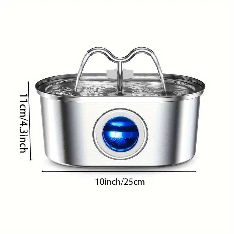 Фонтан поилка за животни, 3.2 л, INOX помпа ниво на водата + 8 бр