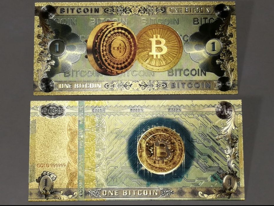 Зластиста банкнота 1 биткойн от колекция GOLD 999