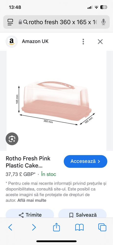 Rotho Fresh cutie pentru cozonac ,chec /prajituri