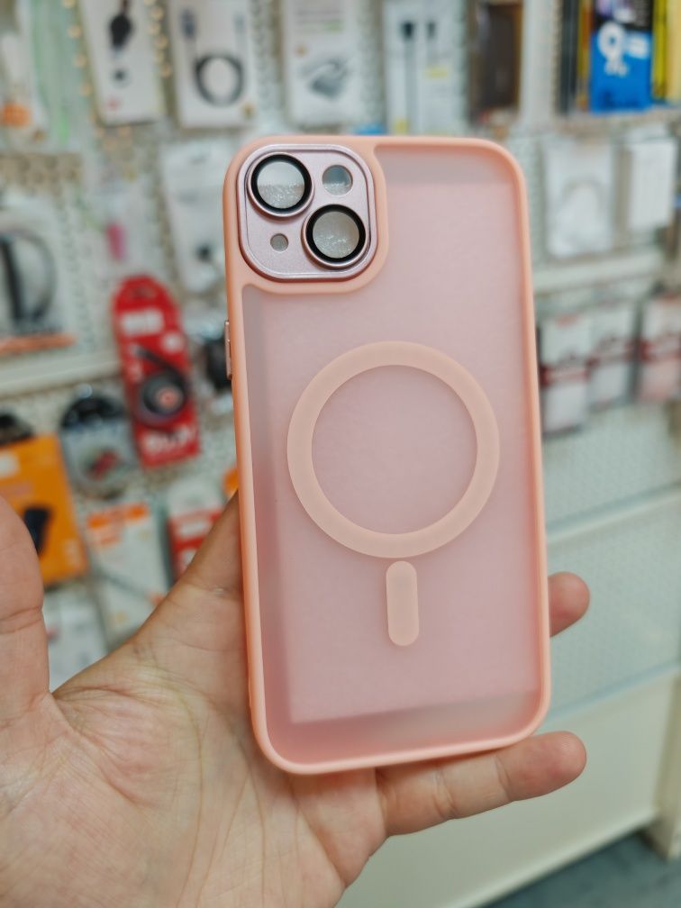 Луксозен кейс калъф Magsafe + камера за iPhone 15 Plus Розов