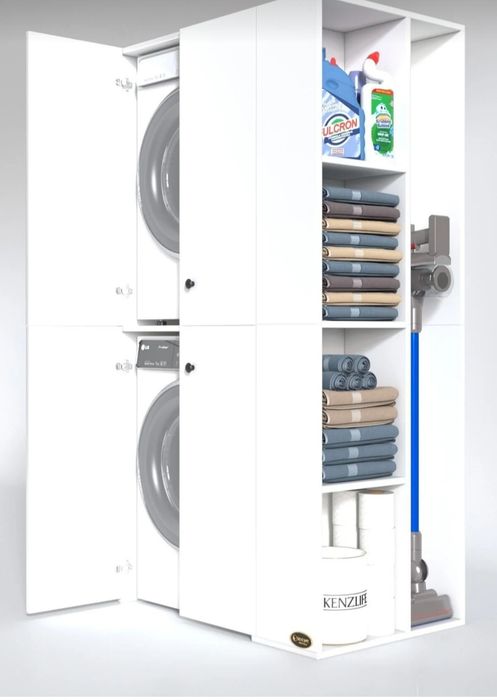 Шкаф за пералня и сушилня с рафтове