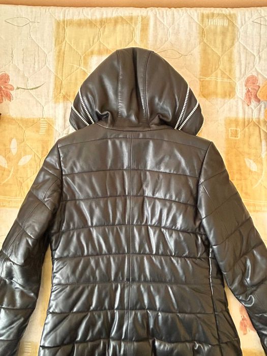 Кожена шуба дамска черна