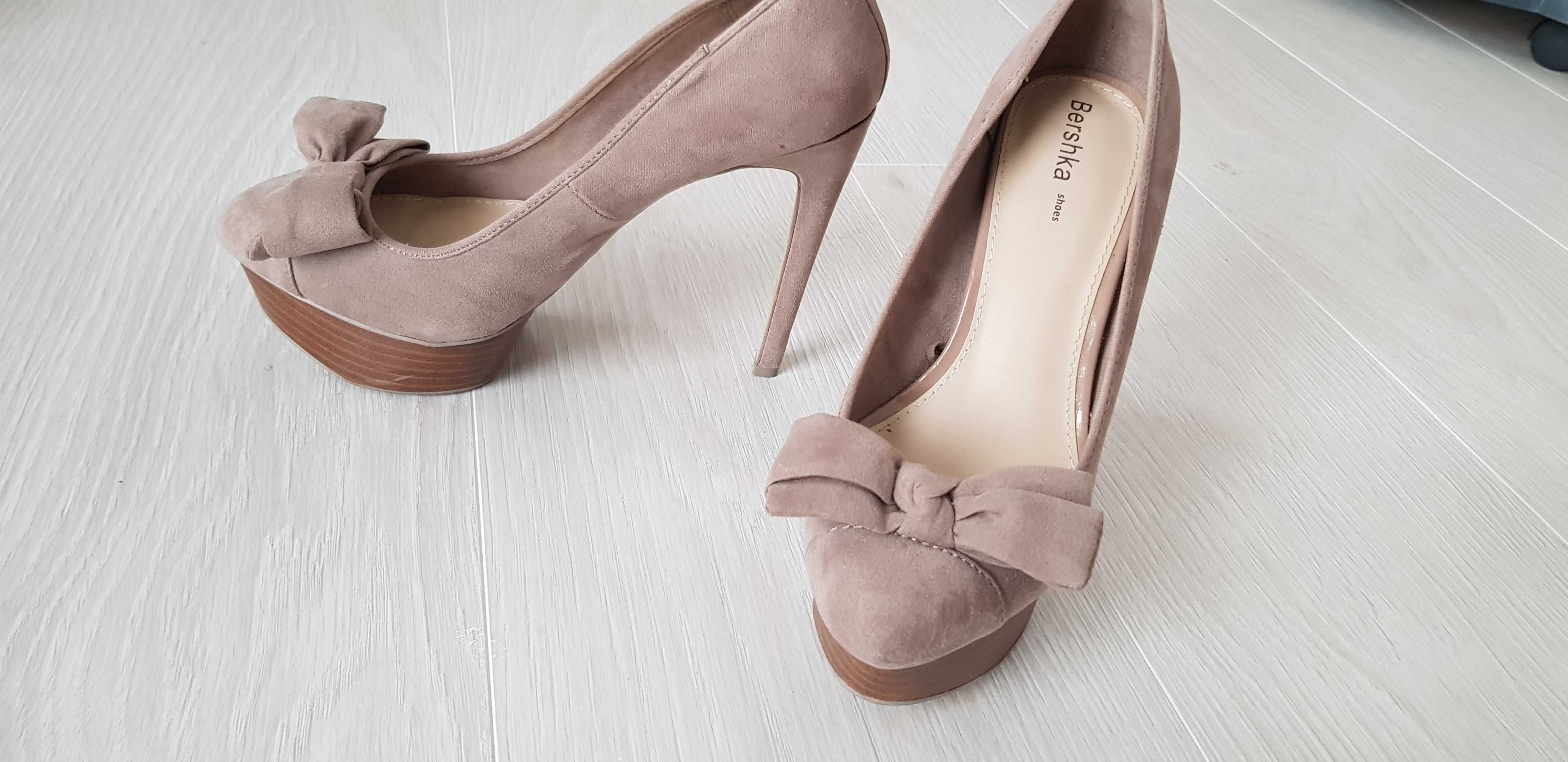 Pantofi cu toc, imitatie piele intoarsa, 37