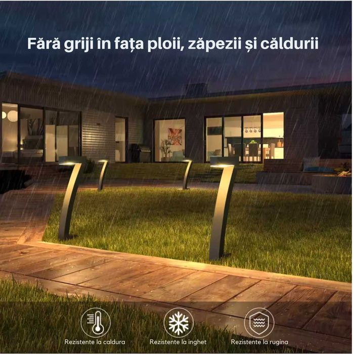 Set 4 lumini de gradina cu incarcare solara, durata de 12 ore