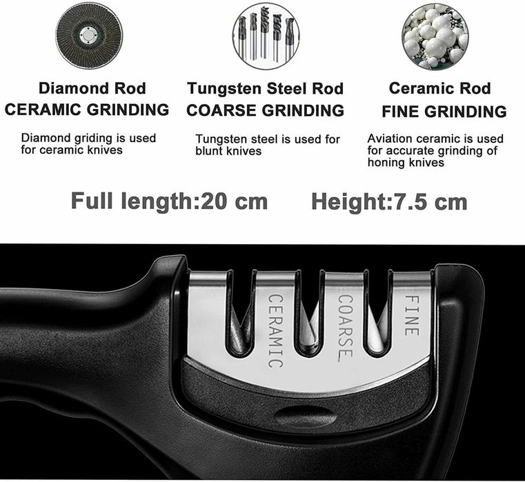 Ascutitor manual de cutite cu 3 trepte pentru otel si ceramica 20x7 cm