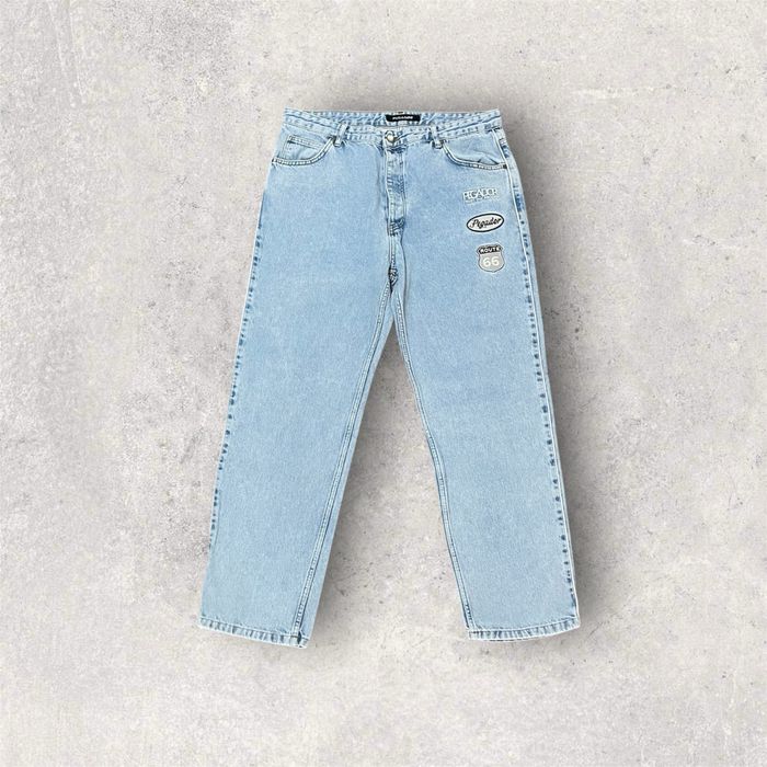 blugi drepți brodați, femei mărimea 36 albastru deschis hip hop