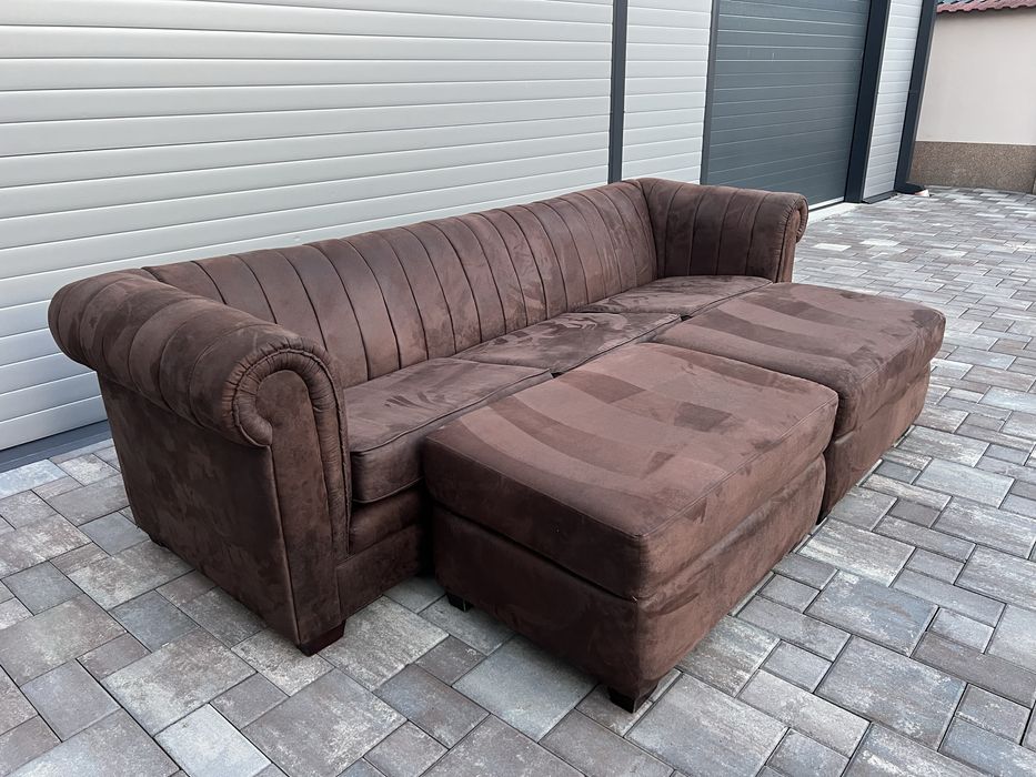Canapea Sufragerie ~ Dormitor XXL tip Chesterfield +  2 x Taburet