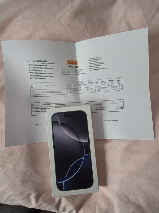 Iphone 16 Pro 5G Black 128Gb NOU Sigilat Factură 2 ANI GARANȚIE